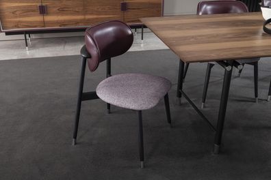 Luxus Polster Lehnstuhl Stühle Loft Designer Möbel Grau Küchen Lederstuhl