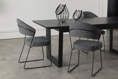 Luxus Polster Lehnstuhl Stühle Loft Designer Grau Küchen Lederstuhl Möbel