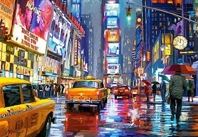 Regenstimmung am Time Square