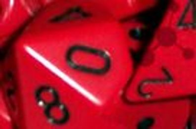 Opaque Polyhedral Red/ black d6 w/ #s