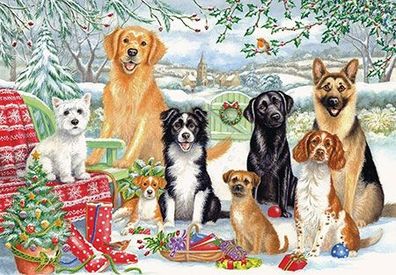 Hunde in Weihnachtsstimmung