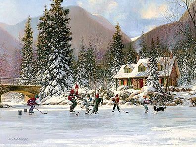 Eishockey auf dem gefrorenen Teich