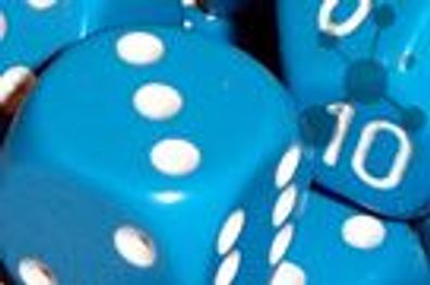 Opaque Polyhedral Light Blue/ white d6 w/ #s
