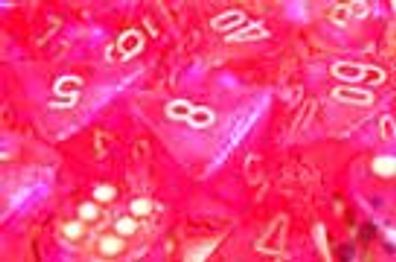 Borealis™ Polyhedral Pink/ silver d6 with numbers