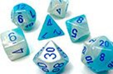 Gemini Polyhedral Pearl Turquoise-White/ blue Luminary d20 