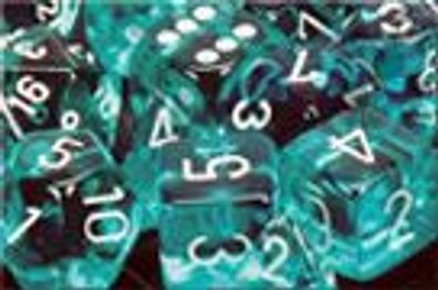Translucent Polyhedral Teal/ white d10