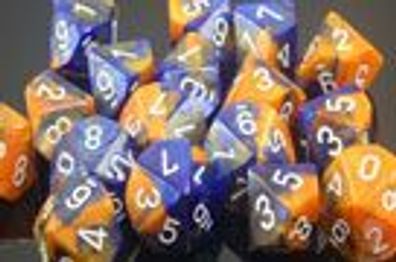 Gemini™ Polyhedral Blue-Orange/ white 7-Die Sets
