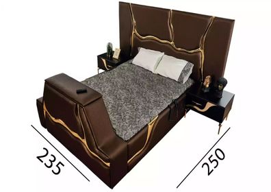 Design Bett Polster Betten Doppelbett Ehe Möbel Luxus Schlafzimmer Bettrahmen