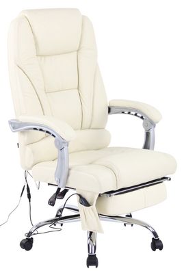 Echtleder Bürostuhl + Massagefunktion creme Chefsessel Drehstuhl stabil NEU