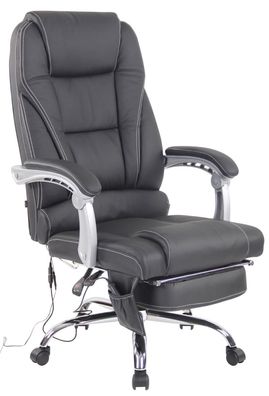 Echtleder Bürostuhl + Massagefunktion schwarz Chefsessel Drehstuhl stabil NEU