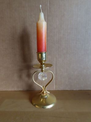 Kerzenhalter Kerzenständer für Tafelkerzen goldfarben mit Stein/ ca.12 cm H