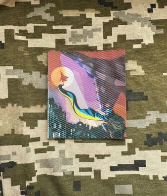 Patch "Geist von Kiew" auf Cordura, Klettverschluss Abzeichen Veteran Morale Ukraine