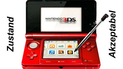 Nintendo 3DS Handheld Metallic Rot Zustand Akzeptabel