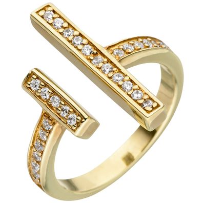 Damen Ring offen 925 Sterling Silber gold vergoldet 30 Zirkonia
