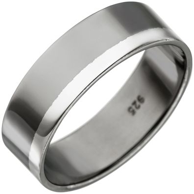 Unisex Ring 925 Sterling Silber schwarz rhodiniert Silberring Breite ca 6,9 mm