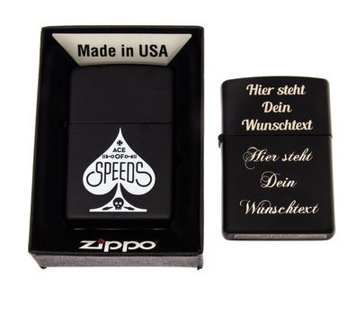 Zippo Feuerzeug Ace of Speeds schwarz mit Gravur