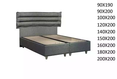 Luxus Bett mit Matratze Komplett Set Bettkasten Ohren Grau Samt 180x200