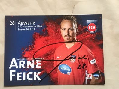 Arne Feick FC Heidenheim Autogrammkarte orig signiert Fußball #5662