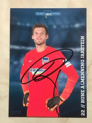 Rune Almenning Jarstein Hertha BSC Berlin Autogrammkarte signiert Fußball 5618
