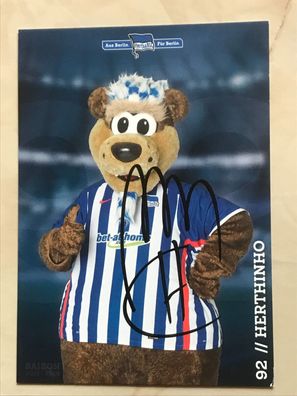 Maskottchen Herthinho Hertha BSC Berlin Autogrammkarte or signiert Fußball #5635