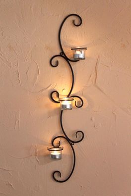 DanDiBo Wandteelichthalter Metall Wand Schwarz Emma 68 cm Teelichthalter Kerzenh