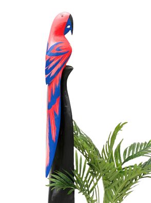 DanDiBo Deko Figur Papagei Nr.37 Vogel aus Holz Skulptur Rosa Blau 103 cm Holzvo
