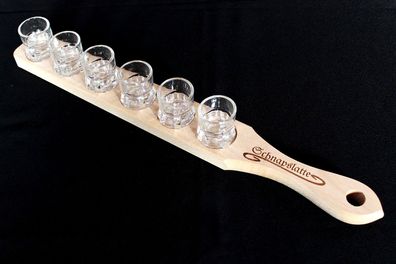 Schnapslatte 52 cm mit 6 Gläser Schnapsbrett Leiste Schnapsrunde mit Gravur