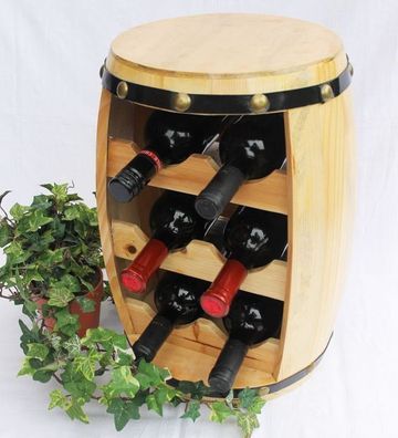 Weinregal Weinfass Fass aus Holz H-42 cm Nr.1511 Flaschenständer Regal Naturlack