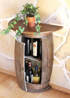 DanDiBo Wandtisch halbrund Tisch Weinregal Weinfass 373-R Braun Schrank Fass aus