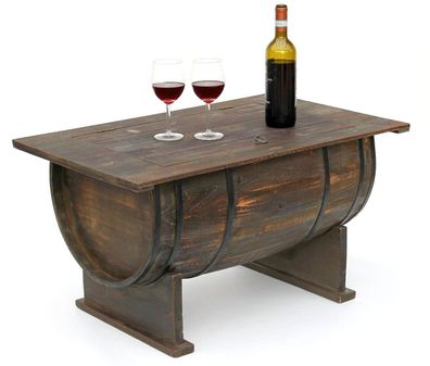 Couchtisch Weinfass 5084 Tisch aus Holz Weinregal 80 cm Beistelltisch Bar Weinba