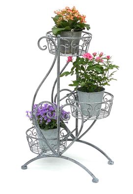 DanDiBo Blumentreppe Metall Grau 75 cm Blumenständer mit 3 Ablagen 96011 Blumens