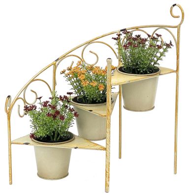 DanDiBo Blumentreppe Metall 38 cm Blumenständer mit 3 Töpfe 96098 Gelb Blumenstä