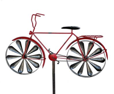 DanDiBo Gartenstecker Metall Fahrrad XL 160 cm Rot 96100 Shabby Windspiel Windra