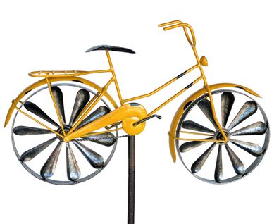 DanDiBo Gartenstecker Metall Fahrrad XL 160 cm Gelb 96101 Shabby Windspiel Windr