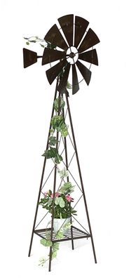 DanDiBo Windrad Metall 170 cm kugelgelagert Braun Windspiel Gartenstecker 96019
