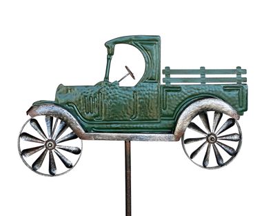 DanDiBo Gartenstecker Metall Oldtimer Auto XL 160 cm Grün 96102 Windspiel Windra