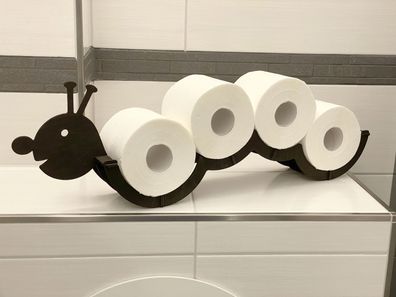 DanDiBo Toilettenpapierhalter Holz Schwarz Raupe Klopapierhalter Wand WC Rollenh