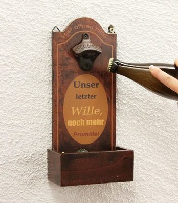 Flaschenöffner mit Kronkorkenbehälter Bieröffner 32 cm Wandflaschenöffner Öffner