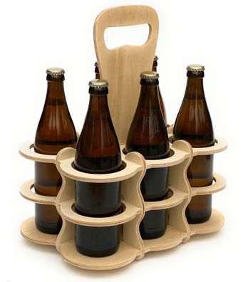 DanDiBo Bierträger aus Holz 6 Flaschen Flaschenträger 96143 Flaschenkorb Männerh