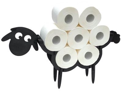 DanDiBo Toilettenpapierhalter Schwarz Holz Schaf WC Rollenhalter Klopapierhalter