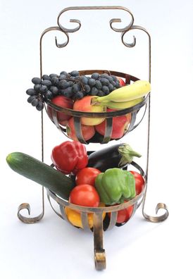 Etagere Obstkorb 10-320 Gemüsekorb 62 cm Küchenregal mit 2 Körbe Obstschale Korb