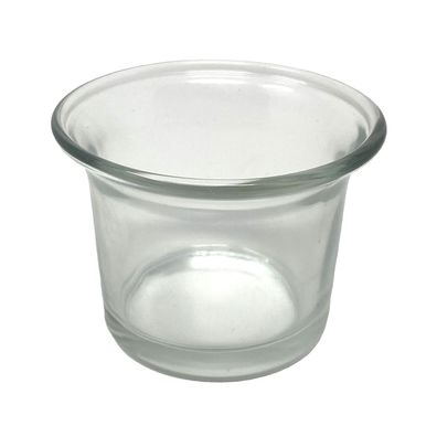 1x Teelichtglas Teelichthalter Glas Teelichtglas Klar geschwungen 4,5 cm hoch Ke