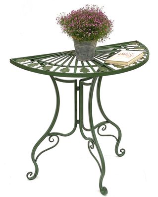 Tisch Halbrund Wandtisch 93995 Beistelltisch Metall 80 cm Gartentisch Halbtisch