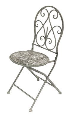 DanDiBo Gartenstuhl Metall Grau Weiß 96127 Metallstuhl Stuhl Garten Vintage Eise