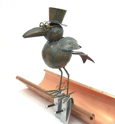 Rabe aus Metall 8912 Dachschmuck für die Dachrinne 30 cm Vogel Figur Dekoration