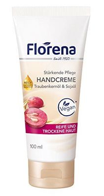 Florena Handcreme mit Traubenkernöl & Sojaöl, vegan, 1er Pack (1 x 100ml)