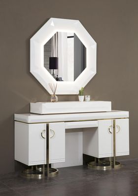 Schminktisch Konsole Schlafzimmer Möbel Design Holz mit Metall Neu Weiß