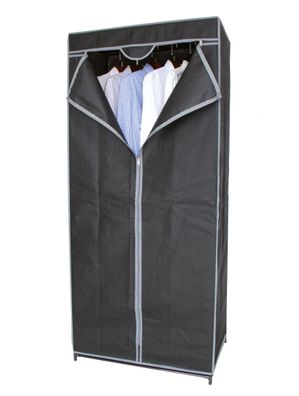 Stoff Kleiderschrank dunkelgrau 160 cm - Falt Garderoben Kleider Schrank