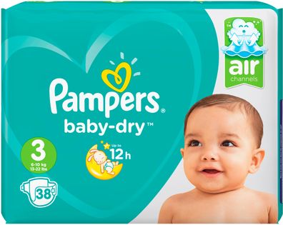 Pampers Baby Dry Windeln Größe 3 von 6 bis 10kg Inhalt 38 Stück