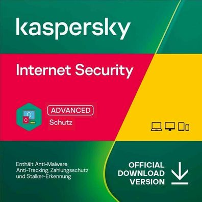 Kaspersky Internet Security 2023 • 1/3/5/10 Geräte 1 oder 2 Jahre